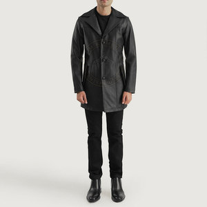 Manteau trench élégant pour homme en cuir véritable de qualité supérieure, tissu léger et écologique, construction durable, allure élégante - Product Image 5