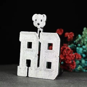 <b>Cute</b> <b>Bear</b> Bail Moissanite Charms Micro Insert Pave Pendant Hip Hop Rapper Bling Pendant Custom Initial Letter Pendant For Men - Product Image 3