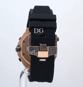 Reloj de Lujo para Hombre con Diamantes Moissanite Redondos Blancos y Negros VVS, Esfera Rosa Analógica con Correa de Acero Inoxidable y Números Romanos - Product Image 5
