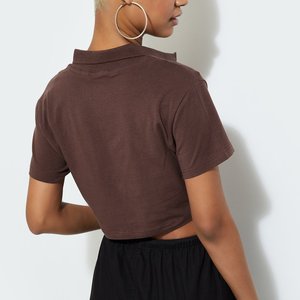 Vêtements de sport pour femmes, t-shirt polo tendance pour femmes, style court, design streetwear, panneaux latéraux en maille ventilée, durable - Product Image 2