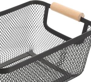 Cestas de Almacenamiento de Alambre de Acero Resistente y Madera Maciza, Contenedores Organizadores Multiusos para Cocina, Despensa, Armario y Hogar - Product Image 5