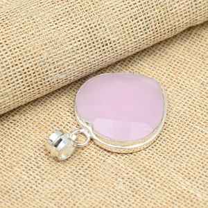 Pendentif en chalcédoine rose, bijou en argent sterling 925 massif, fait main, dernier design, cadeau pour petite amie - Product Image 4