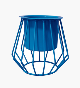 Macetas Metálicas Azules con Soportes Decorativos de Alambre Geométrico, Juego de Macetas Modernas para Interiores, Exteriores, Jardín y Sala de Estar - Product Image 5