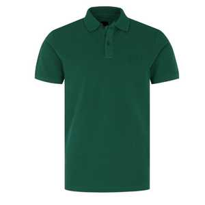 Polo de Algodón Verde Sólido de Manga Corta para Hombre, Corte Regular, Estilo Casual, Diseño con Botones, Tejido Antienvejecimiento - Product Image 1