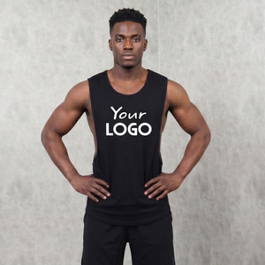 Solid Color Custom Smart Casual Ribbed Gym Tank <b>Top</b> Men Logo Sleeveless Workout Fitness Vest Cotton / Bamboo Fiber Knitted - Product Image 1