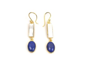 Pendientes de Aro con Múltiples Piedras Preciosas, Latón con Baño de Oro, Formas Mixtas - Product Image 2