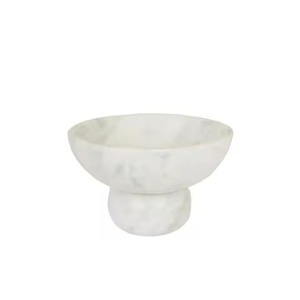 Cuenco de Mármol Blanco con Bordes Festoneados, Cuenco Decorativo de Piedra con Base Acanalada para Centro de Mesa, Cuenco de Frutas de Lujo - Product Image 3