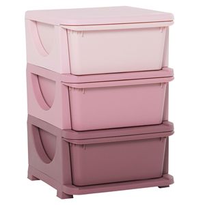 Tocador de almacenamiento de 3 niveles rosa, organizador de juguetes eficiente para niños y cofre para dormitorio, guardería, sala de estar - Product Image 1