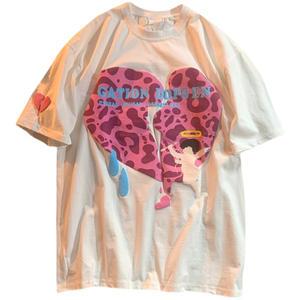 Women's Puff Print T Shirt Oversized Casual Streetwear Graphic Tee Soft Cotton Blend Short Sleeve Round Neck Fashion Summer Look - Product Image 1