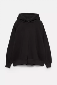 Sweat-shirt à capuche noir pour femme, coupe classique, manches longues, en coton/fibre de bambou, écologique et respirant - Product Image 1