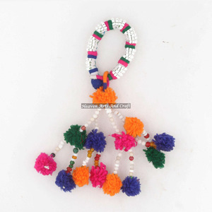 Tribal <b>Boho</b> Banjara Vintage Antique Hand Beaded Tassel <b>Bracelet</b> Armlet Vintage Woolen Woven <b>Bracelet</b> Handmade Indian Hippy Style - Product Image 2