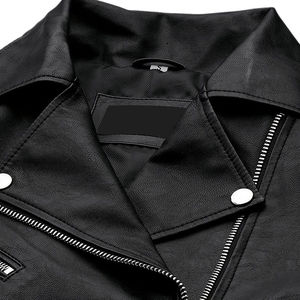 <b>Women's</b> Black Genuine <b>Leather</b> Thick <b>Hooded</b> Moto <b>Jacket</b> Turn-down Collar Zipper Closure Slim Fit Regular Sleeve Solid Color - Product Image 5