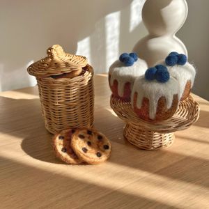 Juguete de mimbre para niños, soporte para pasteles y tarro de galletas, juguete de cocina de mimbre para juego de roles, el más vendido. - Product Image 4