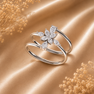 Excellent Pear & Marquise Cut Lab Grown Diamond <b>Ring</b> <b>925</b> <b>Silver</b> 9kt, 14kt, 18kt Gold Diamond <b>Rings</b> for Women's Engagement <b>Ring</b> - Product Image 1