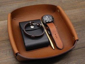 Plateau de service en cuir véritable fait main, grande boîte de rangement pour table basse, plateau de bureau en cuir véritable GLTY-0099 - Product Image 4