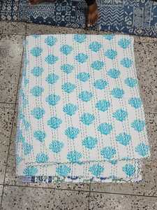 Handmade Kantha Stitch Bedcover Cotton Reversible <b>Quilt</b> Manufacturer for Custom <b>Bedding</b> Collections Bulk Orders Global Export - Product Image 2