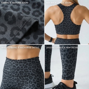 Rajputana Women's <b>Leopard</b> <b>Print</b> Yoga Set Racerback Crop <b>Top</b> <b>High</b> Waist Leggings 2 Piece Set Spandex Polyester Fitness Wear Set - Product Image 6