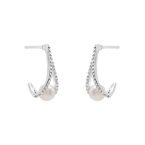 Pendientes de Perlas Naturales Blancas de 6 MM, Plata de Ley 925 Sólida, Chapado Múltiple, Tamaño 17x10x10 MM, Joyería Fina para Regalo - Product Image 2