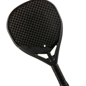 Black <b>Checkered</b> Paddle Racket Solid Color Custom Logo Printed <b>Tight</b> Grip Design - Product Image 6