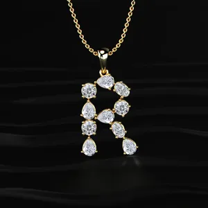 Nouveau design de pendentif en diamant CVD de laboratoire en forme de R, avec couleur D-E et clarté VVS-VS, certifié IGI, provenant d'Inde. - Product Image 3