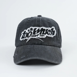 Casquette de baseball To Much Surf Co, 6 panneaux, denim délavé, unisexe, réglable, style streetwear, logo brodé sur le panneau avant - Product Image 1