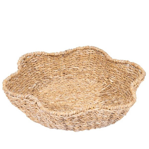 Nouveauté, tendance du moment, panier de rangement en jonc de mer naturel durable en forme de fleur, design unique, collection pour les décorateurs d'intérieur - Product Image 1