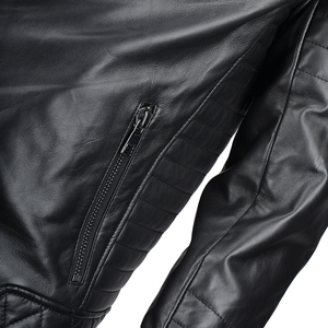 Blouson de motard unisexe en cuir noir, coupe slim, coupe-vent, manches longues, style moto, vêtement d'hiver, séchage rapide - Product Image 6