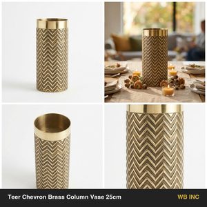 Jarrón de Mesa de Latón Antiguo de 11 cm con Diseño Teer Chevron, 25 cm de Altura, Decoración para el Hogar - Product Image 5