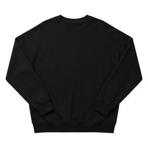 เสื้อสเวตเชิ้ตคอกลมสีดำสำหรับผู้ชาย ทรงปกติ ผ้าถัก สวมใส่สบาย สีพื้น แขนยาว เสื้อฮู้ดดี้ผู้ชาย - Product Image 3