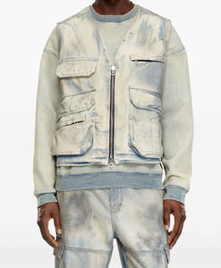 Men's Oversized Vest and Pants Set | Multi-Pocket Woven Denim Utility Gear | Casual Spring Autumn Quick Dry <b>Suit</b> - Product Image 4