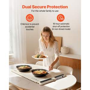 Electric <b>Food</b> Warming Tray 9 Adjustable Temperature Settings <b>Portable</b> Silicone Rollable Buffet <b>Warmer</b> Auto Shut-Off Child Lock - Product Image 5