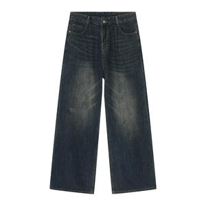 Jean baggy en denim déchiré pour homme, taille haute, avec patchs, coupe fuselée, effet froissé, tendance - Product Image 6