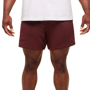Shorts de sport respirants pour hommes, en mesh, 5 pouces, pour la musculation, l'entraînement et le fitness, couleur bordeaux intense - Product Image 1