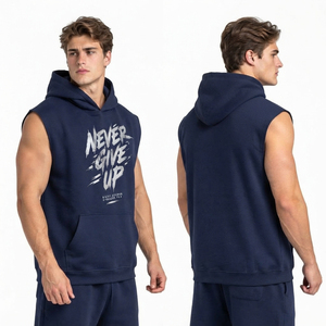 Hoodie sans manches pour homme imprimé par sublimation, en molleton de coton épais, pour l'hiver, coupe oversize - Product Image 4