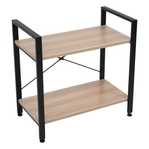Libreria Moderna a 2 Ripiani in Legno Massello e MDF, Stile Industriale, per Soggiorno, Libreria Stretta per Casa e Ufficio - Product Image 2