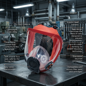 Masque facial complet DM-2000, respirateur réutilisable pour la protection contre les gaz chimiques et la poussière - Product Image 3