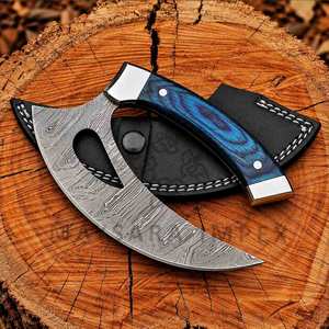 Cuchillo de Chef Ambidiestro de Acero de Damasco Forjado a Mano, Acabado Satinado, Mango de Micarta, Diseño Moderno, Cuchillo Multifunción - Product Image 6