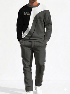 Luxury Fashion Mens Tracksuit <b>Set</b> Streetwear 2 Piece <b>Set</b> Cotton Fleece Custom Embroidery Logo Heavyweight Premium Quality ODM - Product Image 3
