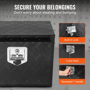 Caja de Aluminio Resistente Personalizable para Camioneta, 24 x 12 x 14, para Almacenamiento Debajo de la Carrocería, con Placa Diamantada Impermeable y Llaves de Bloqueo para Herramientas - Product Image 6