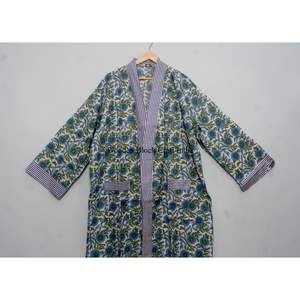 Nuevo Kimono de Algodón Estampado a Mano para Mujer con Cinturón, Ligero, Estilo Boho, para Usar como Ropa de Dormir o para el Verano - Product Image 2