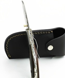 Cuchillo de Caza de Acero de Damasco con Hoja de Punta Caída y Mango de Madera - Cuchillo de Supervivencia para Exteriores de Grado Industrial - Product Image 3