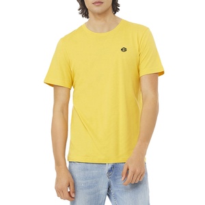 T-shirt en coton jaune pour homme, col rond, vente en gros, décontracté, manches courtes, couleur unie, jersey léger, avec logo personnalisé - Product Image 1