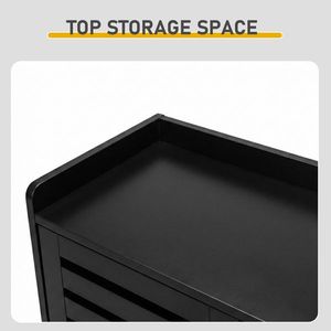 Zapatero Negro de 2 Puertas con 5 Compartimentos Abiertos y Panel Trasero de MDF, Tamaño 116*35.5*107cm - Product Image 5