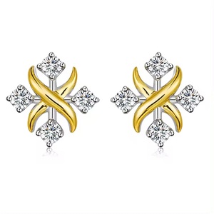 Luxury 925 Silver Classic Art Deco <b>Stud</b> Earrings with Synthetic Sapphire Blue Cubic Zirconia Rhodium & Gold Plated for Gift - Product Image 1