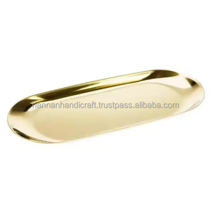 Bandeja Decorativa Ovalada de Latón con Acabado Antiguo, Bandeja de Metal para Servir y Exhibir - Product Image 5