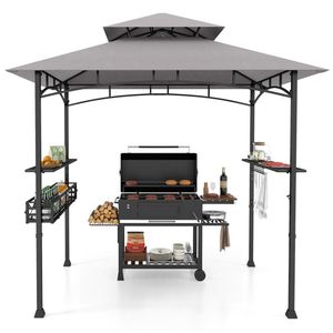 Gazebo per Barbecue da Esterno 8 X 5 FT con 2 Ripiani Laterali e 20 Ganci, Tettoia e Pergola - Product Image 4