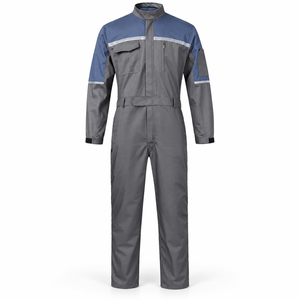 Combinaison de travail réfléchissante pour homme, uniforme d'atelier, fermeture avant couverte, logo personnalisé, vêtements de travail à manches longues - Product Image 1