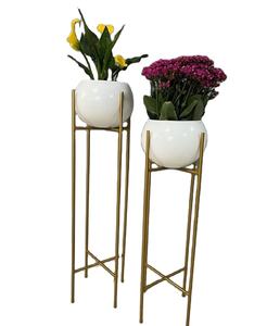 Long Modern Black Metal Planter Stand with Pot for Living Room Balcony <b>Office</b> Indoor Plant Holder <b>Decorative</b> Garden <b>Accessories</b> - Product Image 1