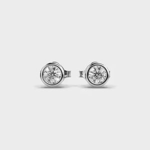 Women's Hoop <b>Earrings</b> in 10k Yellow, Rose, White Gold Moissanite Round Cut Diamond Trendy Jewelry IGI Certified <b>Silver</b> Plated - Product Image 4