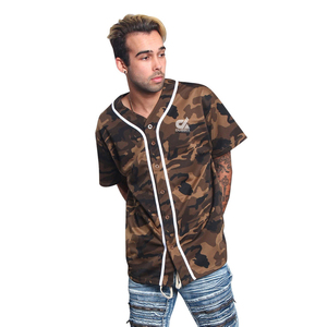 Camiseta de Béisbol con Camuflaje Personalizado para Hombre, Uniforme de Equipo con Botones, Camisa Deportiva Transpirable de Poliéster, Estilo Urbano, Venta al Por Mayor OEM - Product Image 6